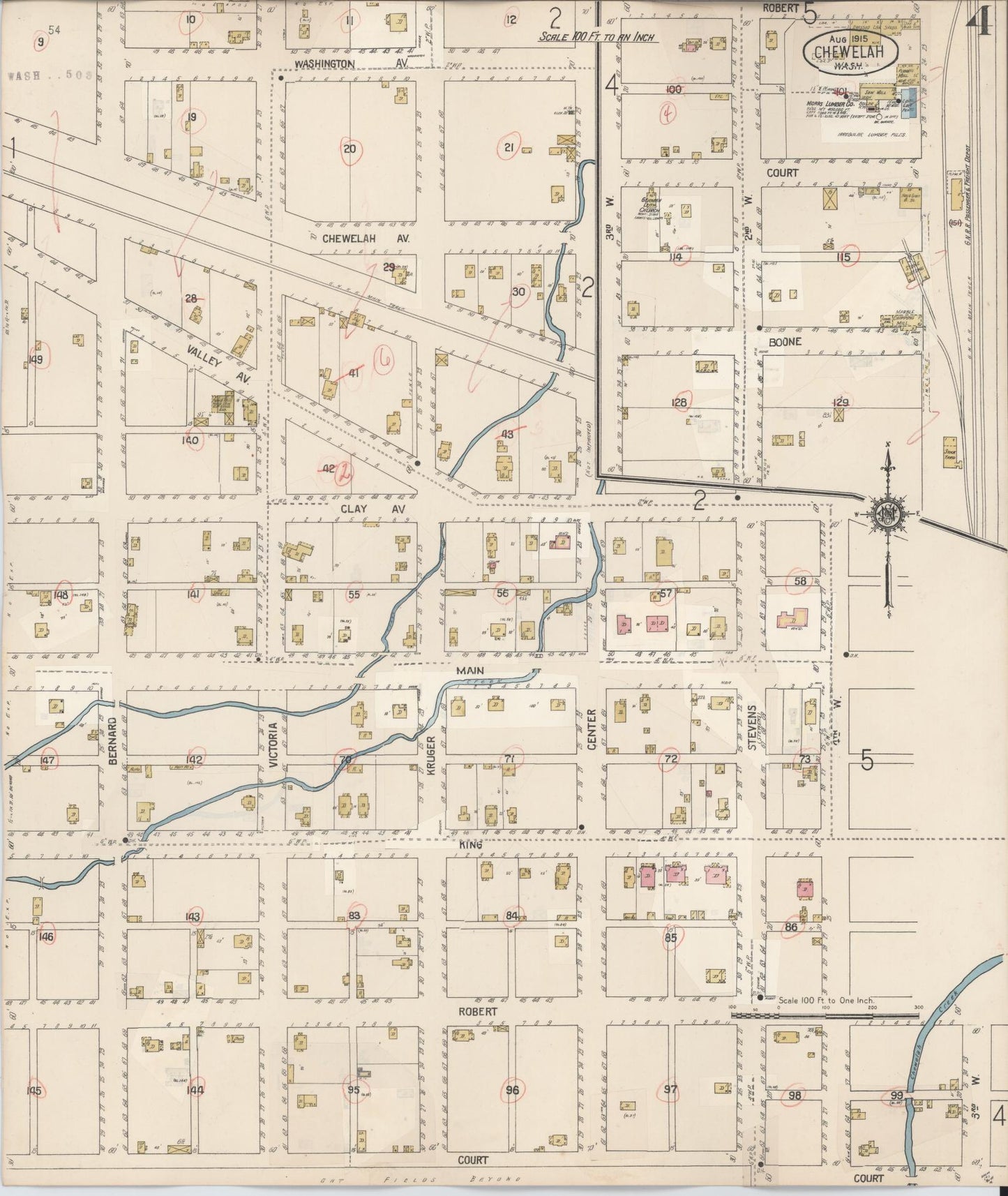 Sanborn Fire Insurance Map from Chewelah, Stevens County, Washington (1932), Sheet #0004 - Complete Map Set gallery image, historic Sanborn map, vintage wall art, Washington Washington