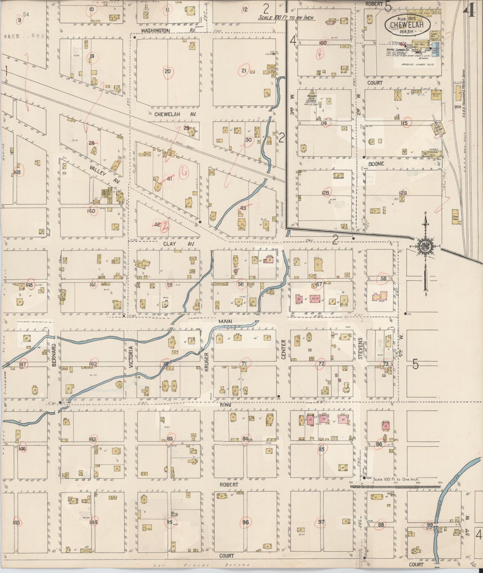 Sanborn Fire Insurance Map from Chewelah, Stevens County, Washington (1932), Sheet #0004 - Complete Map Set gallery image, historic Sanborn map, vintage wall art, Washington Washington