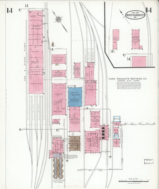 Sanborn Fire Insurance Map from North Kansas City, Clay County, Missouri (1926), Sheet #0014 - Historic Sanborn Fire Insurance Map Print, vintage old map wall art, antique decor, genealogy gift, Missouri Missouri map