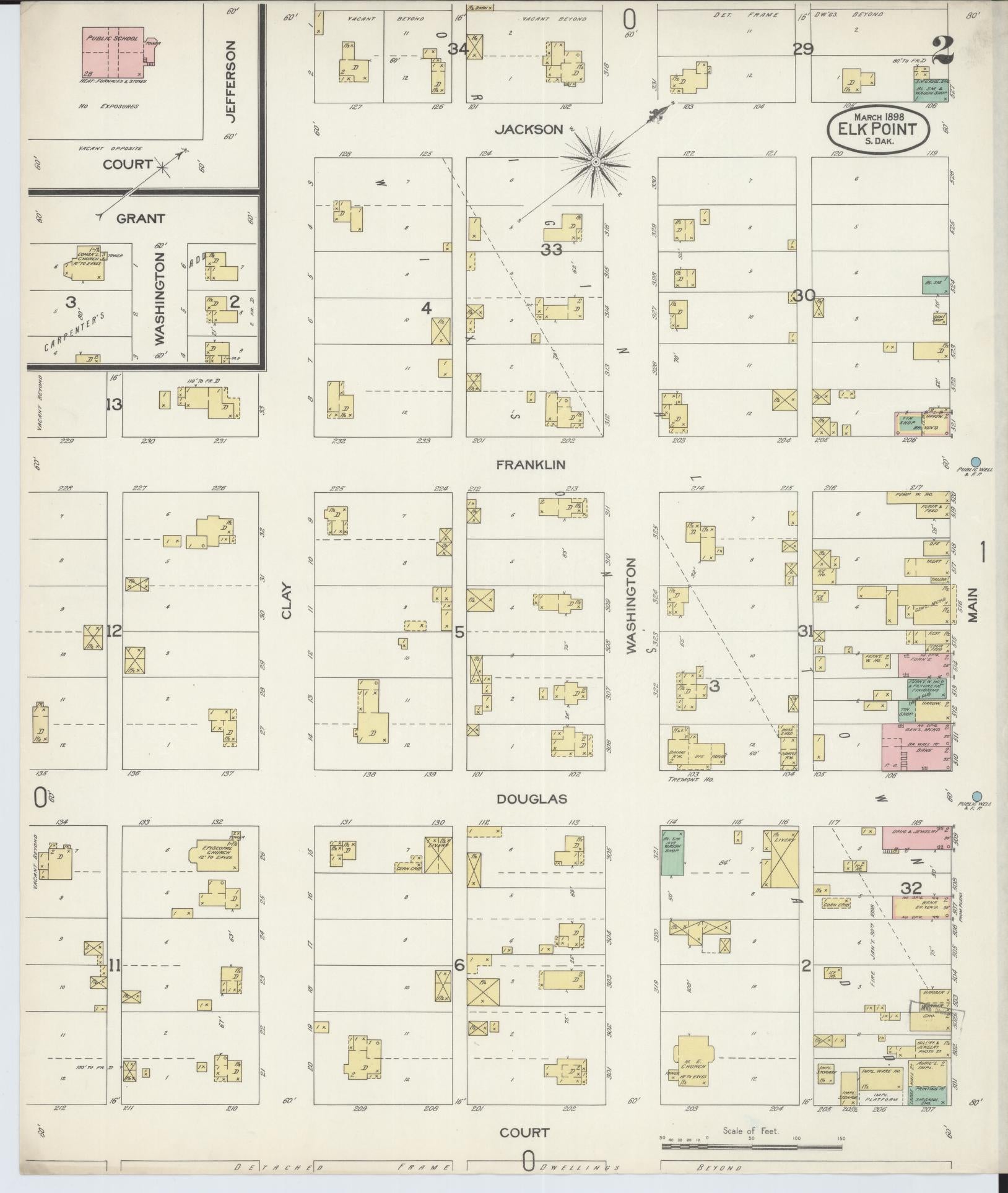 Sanborn Fire Insurance Map from Elk Point, Union County, South Dakota (1898), Sheet #0002 - Complete Map Set gallery image, historic Sanborn map, vintage wall art, South Dakota South Dakota