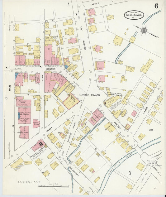 Sanborn Fire Insurance Map from Meyersdale, Somerset County, Pennsylvania (1910), Sheet #0006 - Historic Sanborn Fire Insurance Map Print, vintage old map wall art, antique decor, genealogy gift, Pennsylvania Pennsylvania map