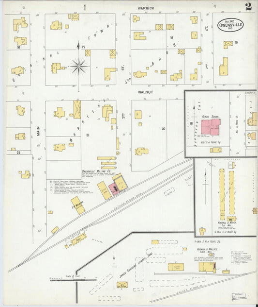 Sanborn Fire Insurance Map from Owensville, Gibson County, Indiana (1900), Sheet #0002 - Historic Sanborn Fire Insurance Map Print, vintage old map wall art, antique decor, genealogy gift, Indiana Indiana map