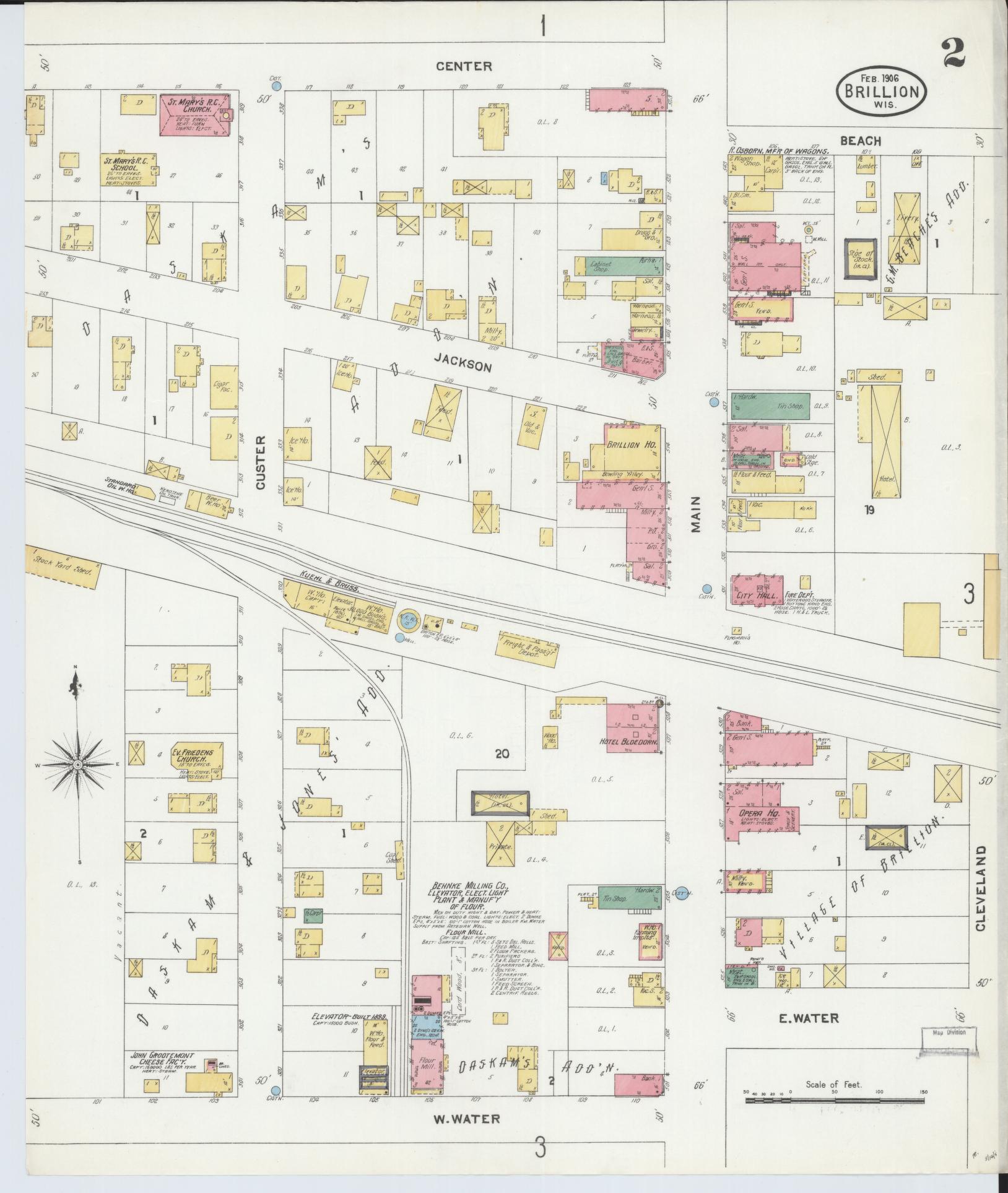 Sanborn Fire Insurance Map from Brillion, Calumet County, Wisconsin (1906), Sheet #0002 - Complete Map Set gallery image, historic Sanborn map, vintage wall art, Wisconsin Wisconsin
