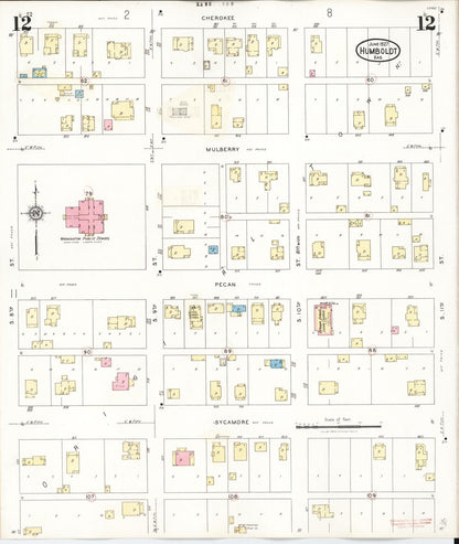 Sanborn Fire Insurance Map from Humboldt, Allen County, Kansas (1936), Sheet #0012 - Complete Map Set gallery image, historic Sanborn map, vintage wall art, Kansas Kansas