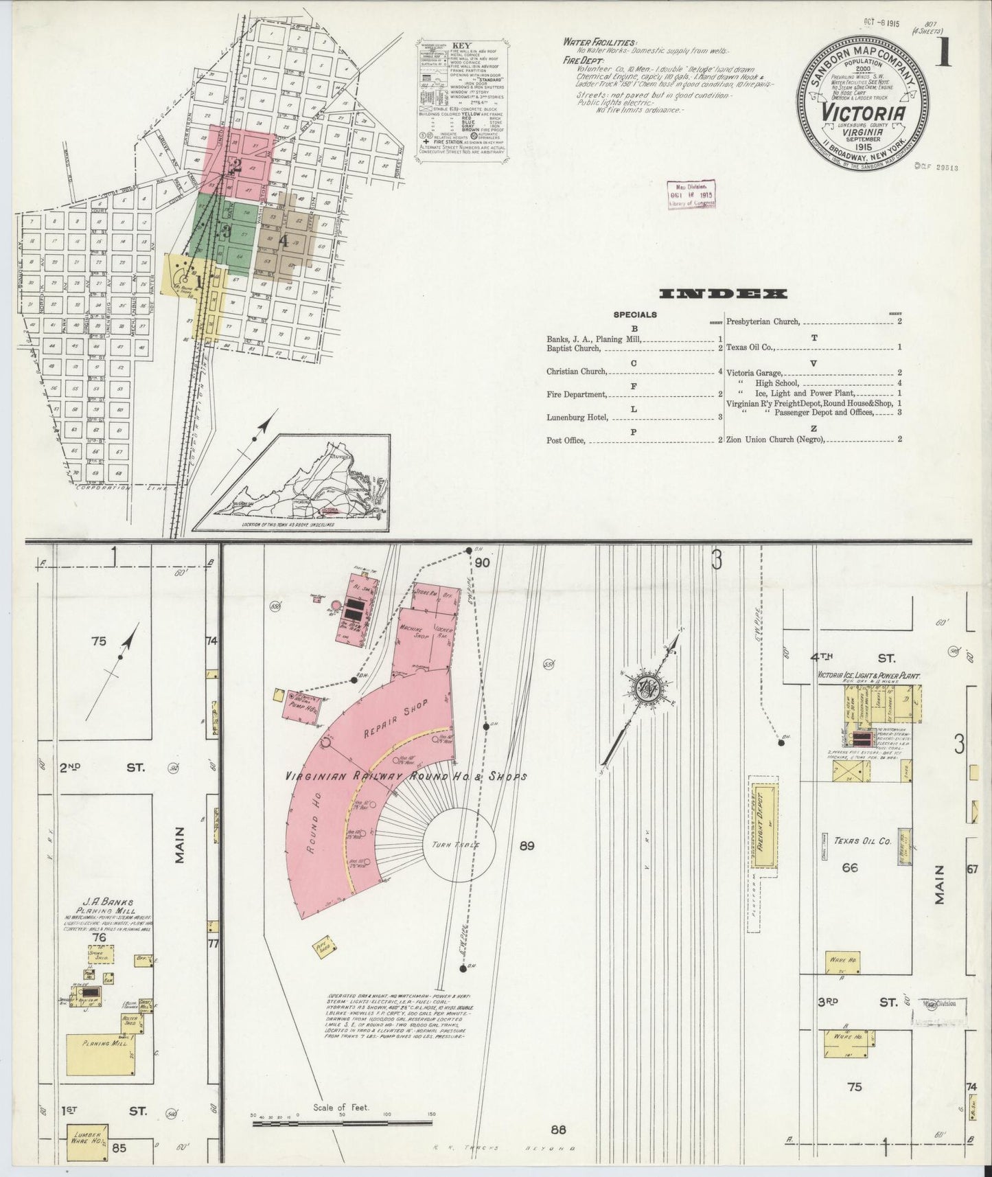 Sanborn Fire Insurance Map from Victoria, Lunenburg County, Virginia. (1915) – Historic Sanborn Fire Insurance Map Print