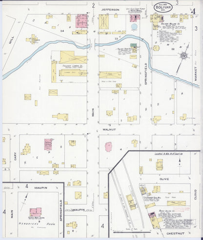 Sanborn Fire Insurance Map from Bolivar, Polk County, Missouri (1909), Sheet #0004 - Complete Map Set gallery image, historic Sanborn map, vintage wall art, Missouri Missouri