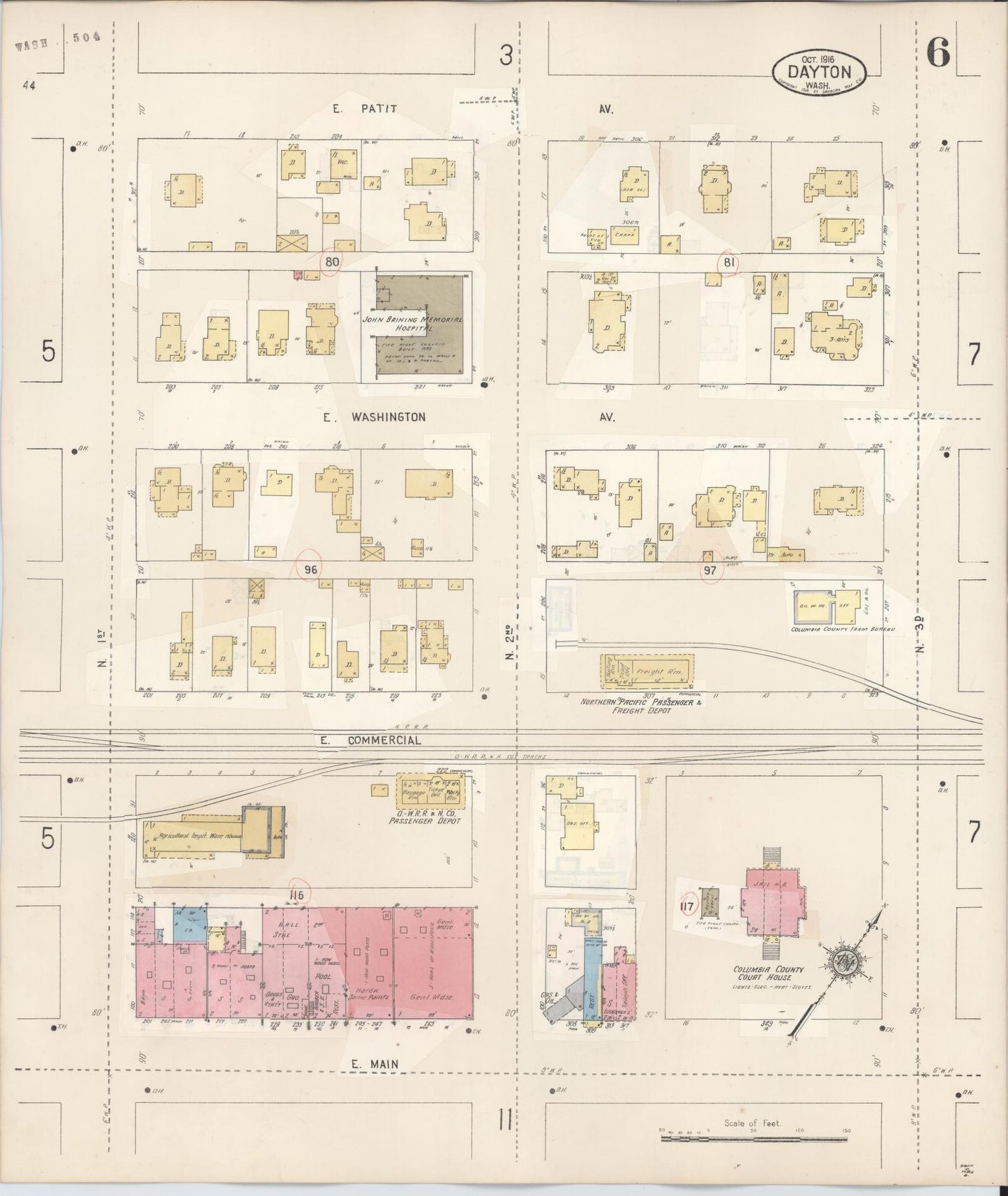 Sanborn Fire Insurance Map from Dayton, Columbia County, Washington (1943), Sheet #0006 - Complete Map Set gallery image, historic Sanborn map, vintage wall art, Washington Washington