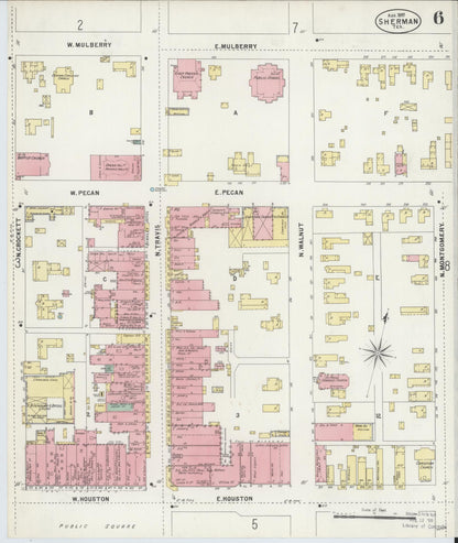 Sanborn Fire Insurance Map from Sherman, Grayson County, Texas (1897), Sheet #0006 - Complete Map Set gallery image, historic Sanborn map, vintage wall art, Texas Texas