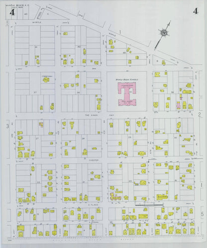 Sanborn Fire Insurance Map from Myrtle Beach, Horry County, South Carolina (1938), Sheet #0004 - Complete Map Set gallery image, historic Sanborn map, vintage wall art, South Carolina South Carolina