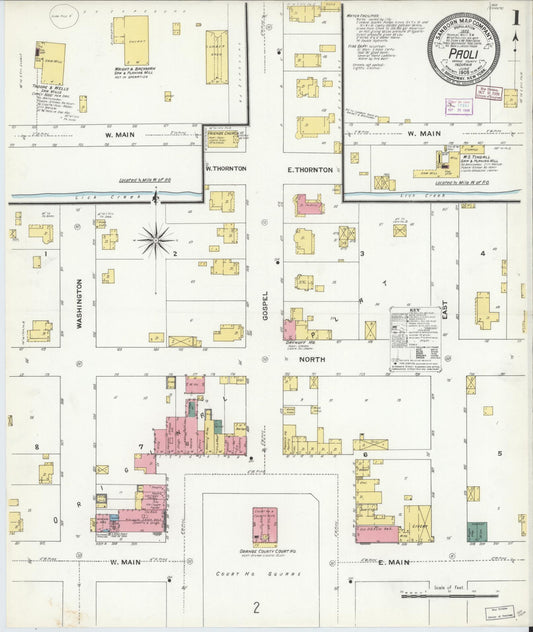 Sanborn Fire Insurance Map from Paoli, Orange County, Indiana (1909), Sheet #0001 - Historic Sanborn Fire Insurance Map Print, vintage old map wall art, antique decor, genealogy gift, Indiana Indiana map