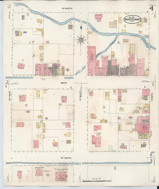 Sanborn Fire Insurance Map from Mount Pleasant, Sanpete County, Utah (1931), Sheet #0004 - Historic Sanborn Fire Insurance Map Print, vintage old map wall art, antique decor, genealogy gift, Utah Utah map