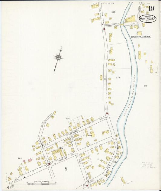 Sanborn Fire Insurance Map from Montpelier, Washington County, Vermont (1915), Sheet #0019 - Historic Sanborn Fire Insurance Map Print, vintage old map wall art, antique decor, genealogy gift, Vermont Vermont map