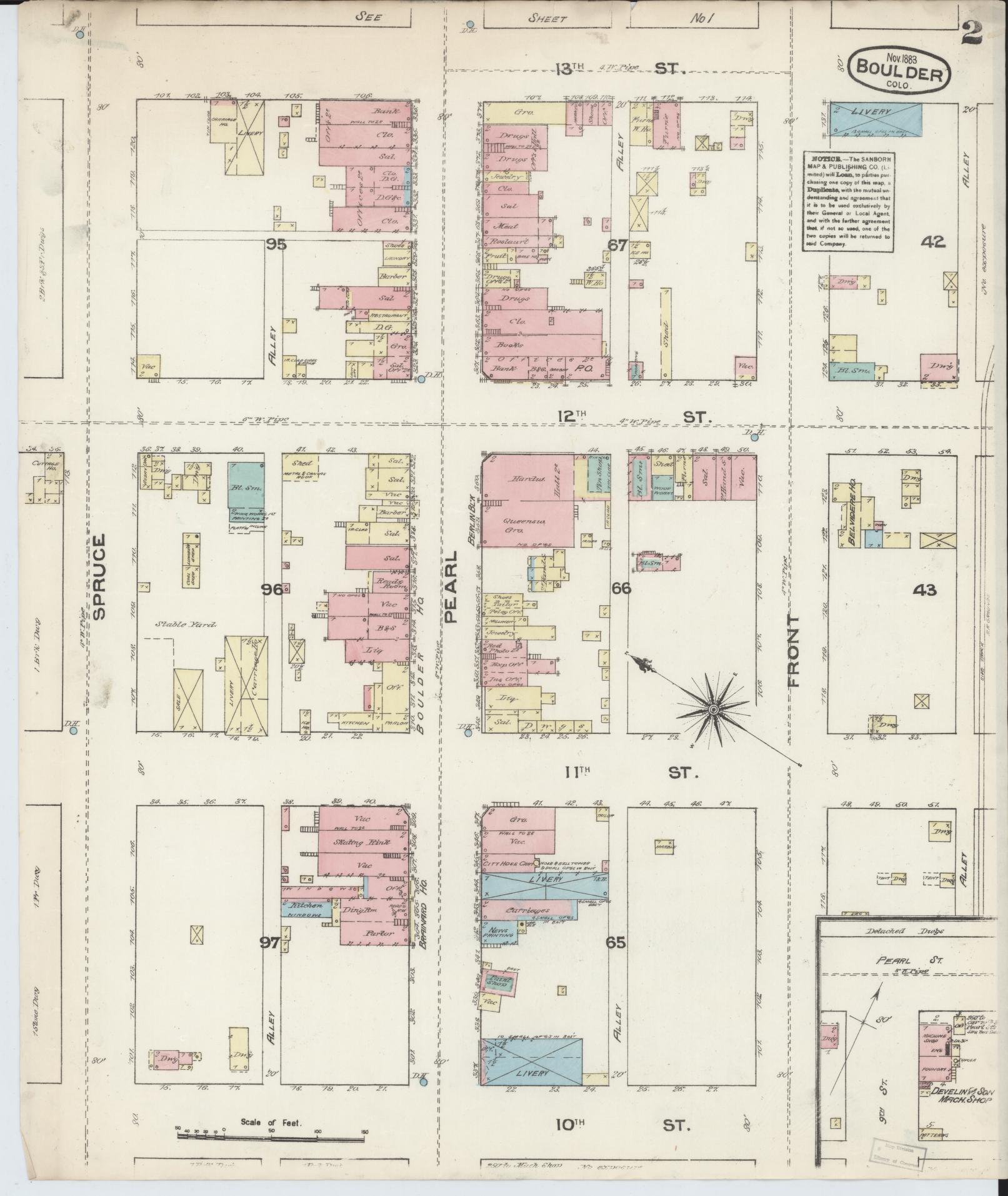Sanborn Fire Insurance Map from Boulder, Boulder County, Colorado (1883), Sheet #0002 - Complete Map Set gallery image, historic Sanborn map, vintage wall art, Colorado Colorado
