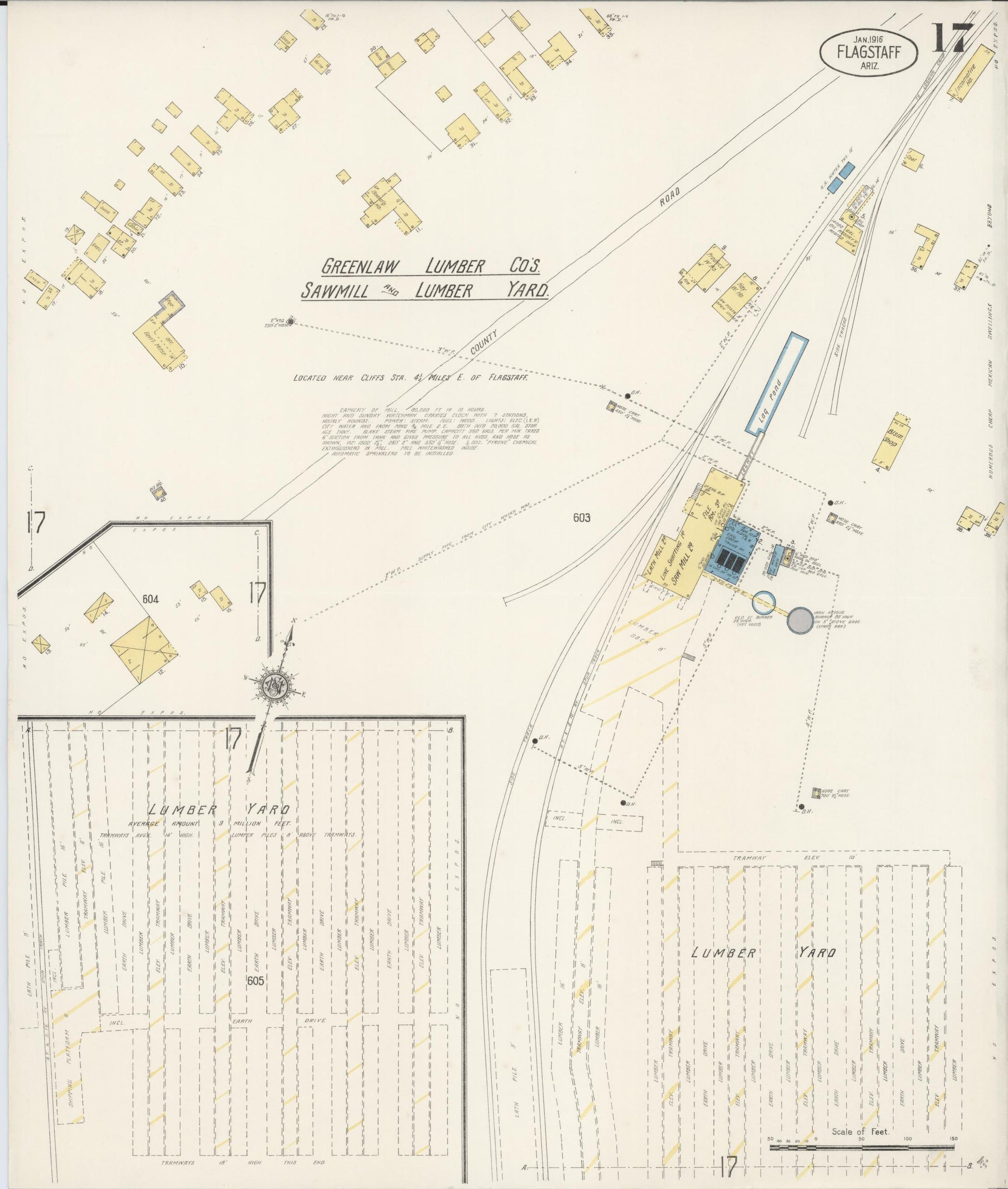 Sanborn Fire Insurance Map from Flagstaff, Coconino County, Arizona (1916), Sheet #0017 - Complete Map Set gallery image, historic Sanborn map, vintage wall art, Arizona Arizona