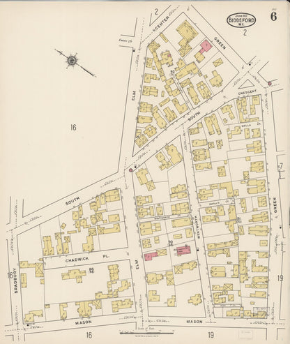 Sanborn Fire Insurance Map from Biddeford, York County, Maine (1922), Sheet #0006 - Complete Map Set gallery image, historic Sanborn map, vintage wall art, Maine Maine