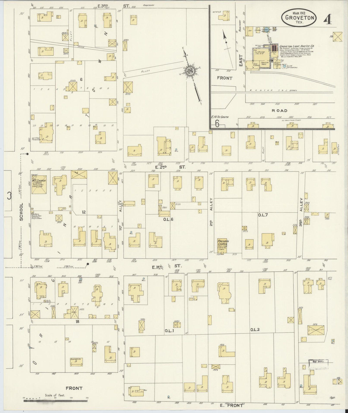Sanborn Fire Insurance Map from Groveton, Trinity County, Texas (1912), Sheet #0004 - Historic Sanborn Fire Insurance Map Print, vintage old map wall art, antique decor, genealogy gift, Texas Texas map