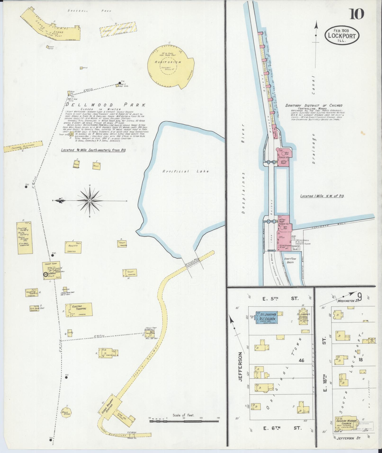 Sanborn Fire Insurance Map from Lockport, Will County, Illinois (1909), Sheet #0010 - Historic Sanborn Fire Insurance Map Print, vintage old map wall art, antique decor, genealogy gift, Illinois Illinois map
