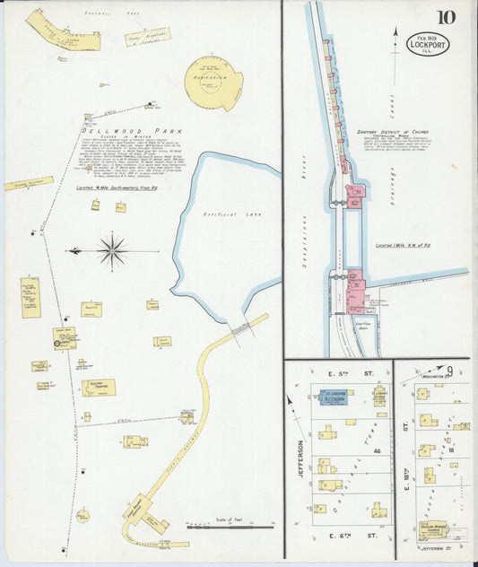 Sanborn Fire Insurance Map from Lockport, Will County, Illinois (1909), Sheet #0010 - Historic Sanborn Fire Insurance Map Print, vintage old map wall art, antique decor, genealogy gift, Illinois Illinois map