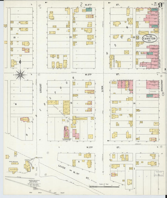 Sanborn Fire Insurance Map from Yankton, Yankton County, South Dakota (1903), Sheet #0008 - Historic Sanborn Fire Insurance Map Print, vintage old map wall art, antique decor, genealogy gift, South Dakota South Dakota map