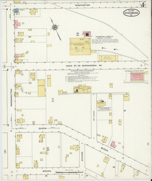 Sanborn Fire Insurance Map from Strasburg, Shenandoah County, Virginia (1915), Sheet #0004 - Historic Sanborn Fire Insurance Map Print, vintage old map wall art, antique decor, genealogy gift, Virginia Virginia map