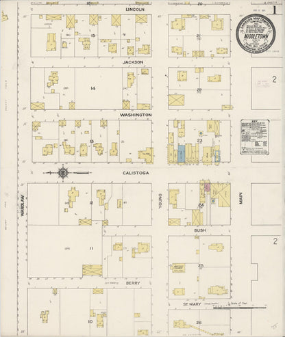 Sanborn Fire Insurance Map from Middletown, Lake County, California (1911), Sheet #0001 - Complete Map Set gallery image, historic Sanborn map, vintage wall art, California California