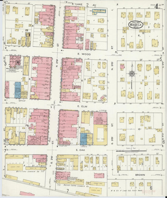 Sanborn Fire Insurance Map from Waseca, Waseca County, Minnesota (1919), Sheet #0004 - Historic Sanborn Fire Insurance Map Print, vintage old map wall art, antique decor, genealogy gift, Minnesota Minnesota map