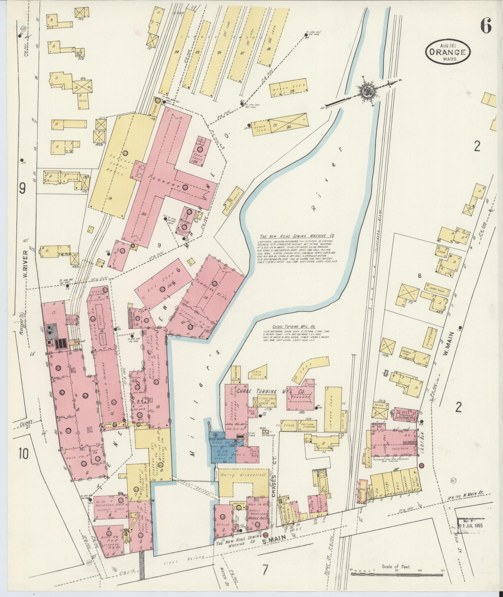 Sanborn Fire Insurance Map from Orange, Franklin County, Massachusetts (1911), Sheet #0006 - Complete Map Set gallery image, historic Sanborn map, vintage wall art, Massachusetts Massachusetts