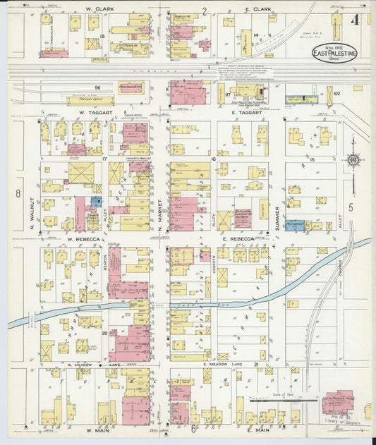 Sanborn Fire Insurance Map from East Palestine, Columbiana County, Ohio (1915), Sheet #0004 - Historic Sanborn Fire Insurance Map Print, vintage old map wall art, antique decor, genealogy gift, Ohio Ohio map