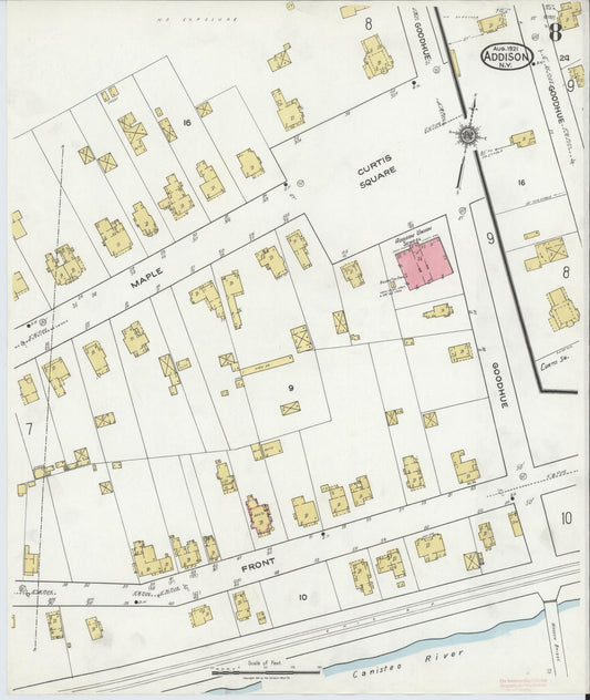 Sanborn Fire Insurance Map from Addison, Steuben County, New York (1921), Sheet #0008 - Historic Sanborn Fire Insurance Map Print, vintage old map wall art, antique decor, genealogy gift, New York New York map