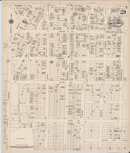 Sanborn Fire Insurance Map from Sault Sainte Marie, Chippewa County, Michigan (1922), Sheet #0029 - Historic Sanborn Fire Insurance Map Print, vintage old map wall art, antique decor, genealogy gift, Michigan Michigan map