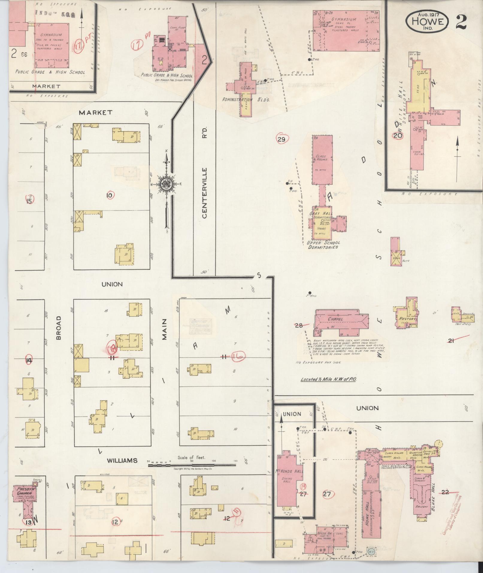 Sanborn Fire Insurance Map from Howe, LaGrange County, Indiana (1933), Sheet #0002 - Historic Sanborn Fire Insurance Map Print, vintage old map wall art, antique decor, genealogy gift, Indiana Indiana map