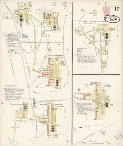 Sanborn Fire Insurance Map from Butte, Silver Bow County, Montana (1888), Sheet #0017 - Complete Map Set gallery image, historic Sanborn map, vintage wall art, Montana Montana