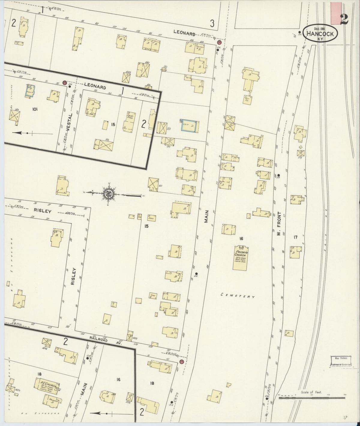 Sanborn Fire Insurance Map from Hancock, Delaware County, New York (1911), Sheet #0002 - Complete Map Set gallery image, historic Sanborn map, vintage wall art, New York New York