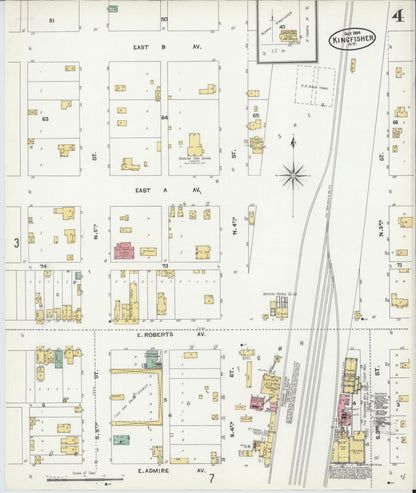 Sanborn Fire Insurance Map from Kingfisher, Kingfisher County, Oklahoma (1904), Sheet #0004 - Complete Map Set gallery image, historic Sanborn map, vintage wall art, Oklahoma Oklahoma
