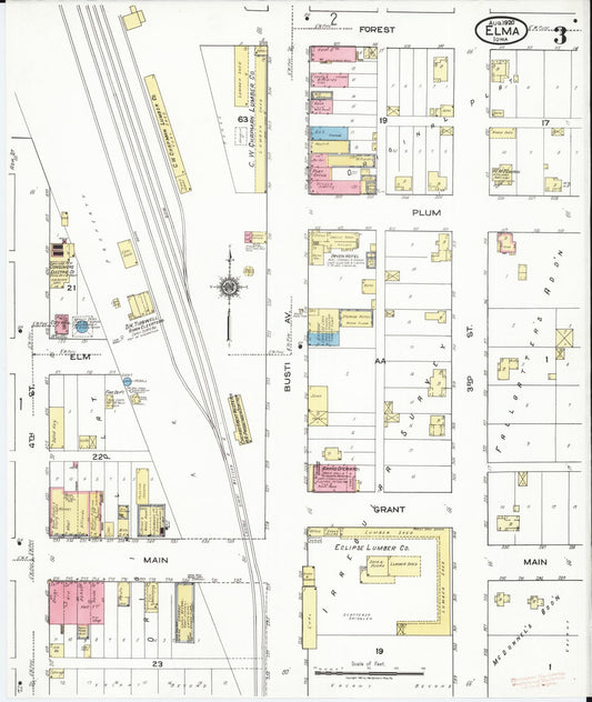 Sanborn Fire Insurance Map from Elma, Howard County, Iowa (1920), Sheet #0003 - Historic Sanborn Fire Insurance Map Print, vintage old map wall art