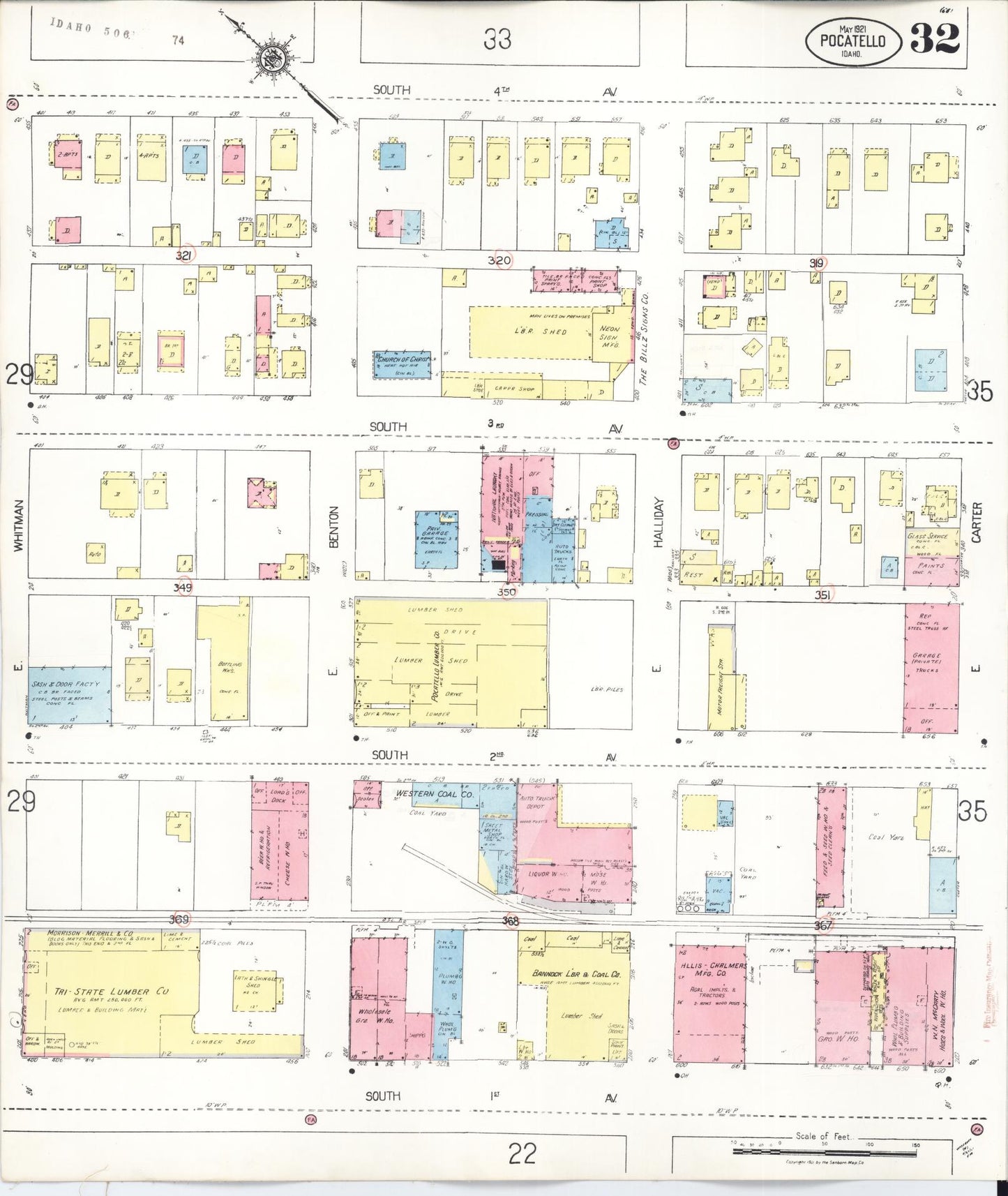 Sanborn Fire Insurance Map from Pocatello, Bannock County, Idaho (1948), Sheet #0032 - Complete Map Set gallery image, historic Sanborn map, vintage wall art, Idaho Idaho