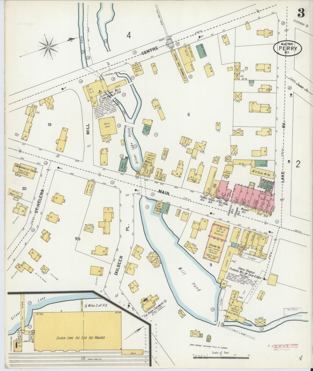 Sanborn Fire Insurance Map from Perry, Wyoming County, New York (1900), Sheet #0003 - Complete Map Set gallery image, historic Sanborn map, vintage wall art, Perry Wyoming