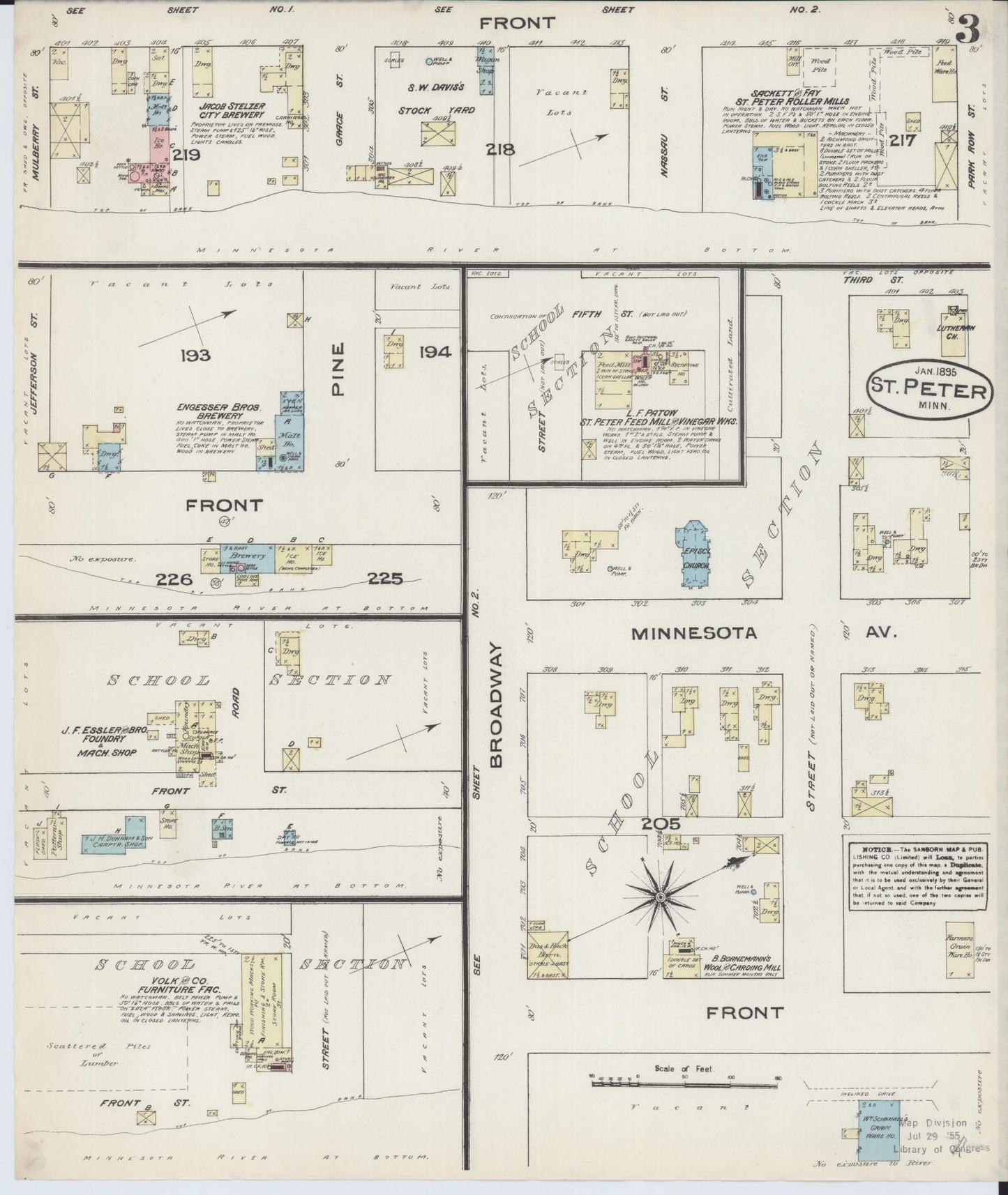 Sanborn Fire Insurance Map from Saint Peter, Nicollet County, Minnesota (1885), Sheet #0003 - Complete Map Set gallery image, historic Sanborn map, vintage wall art, Minnesota Minnesota
