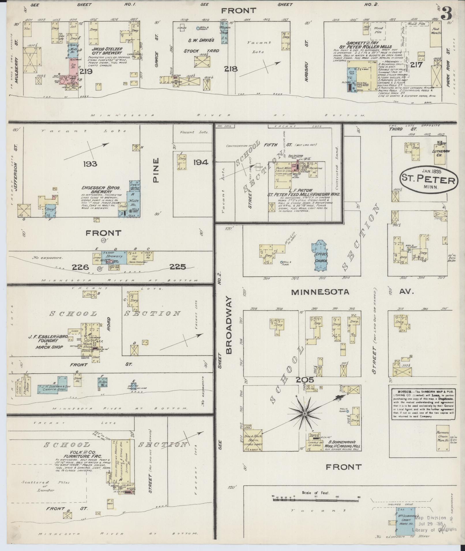 Sanborn Fire Insurance Map from Saint Peter, Nicollet County, Minnesota (1885), Sheet #0003 - Complete Map Set gallery image, historic Sanborn map, vintage wall art, Minnesota Minnesota