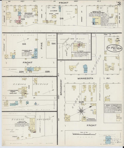 Sanborn Fire Insurance Map from Saint Peter, Nicollet County, Minnesota (1885), Sheet #0003 - Complete Map Set gallery image, historic Sanborn map, vintage wall art, Minnesota Minnesota