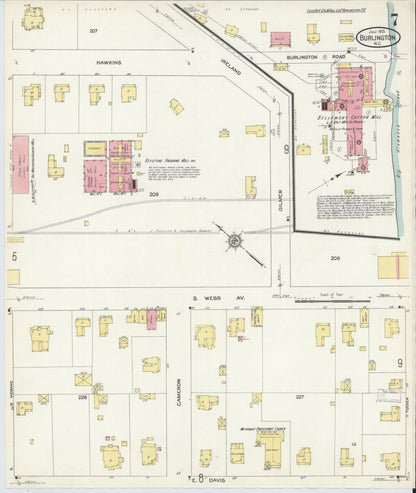 Sanborn Fire Insurance Map from Burlington, Alamance County, North Carolina (1913), Sheet #0007 - Complete Map Set gallery image, historic Sanborn map, vintage wall art, North Carolina North Carolina