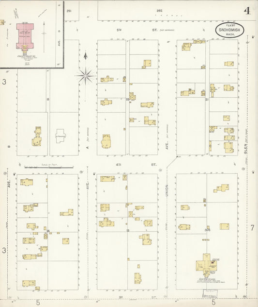 Sanborn Fire Insurance Map from Snohomish, Snohomish County, Washington (1897), Sheet #0004 - Historic Sanborn Fire Insurance Map Print, vintage old map wall art, antique decor, genealogy gift, Washington Washington map