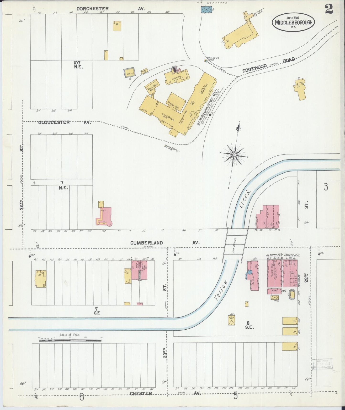 Sanborn Fire Insurance Map from Middlesboro, Bell County, Kentucky (1901), Sheet #0002 - Complete Map Set gallery image, historic Sanborn map, vintage wall art, Kentucky Kentucky