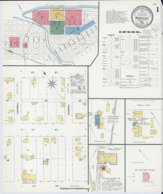Sanborn Fire Insurance Map from Wabasha, Wabasha County, Minnesota (1902), Sheet #0001 - Historic Sanborn Fire Insurance Map Print, vintage old map wall art, antique decor, genealogy gift, Minnesota Minnesota map