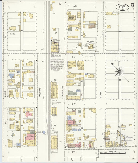 Sanborn Fire Insurance Map from Elko, Elko County, Nevada (1907), Sheet #0005 - Historic Sanborn Fire Insurance Map Print, vintage old map wall art, antique decor, genealogy gift, Nevada Nevada map