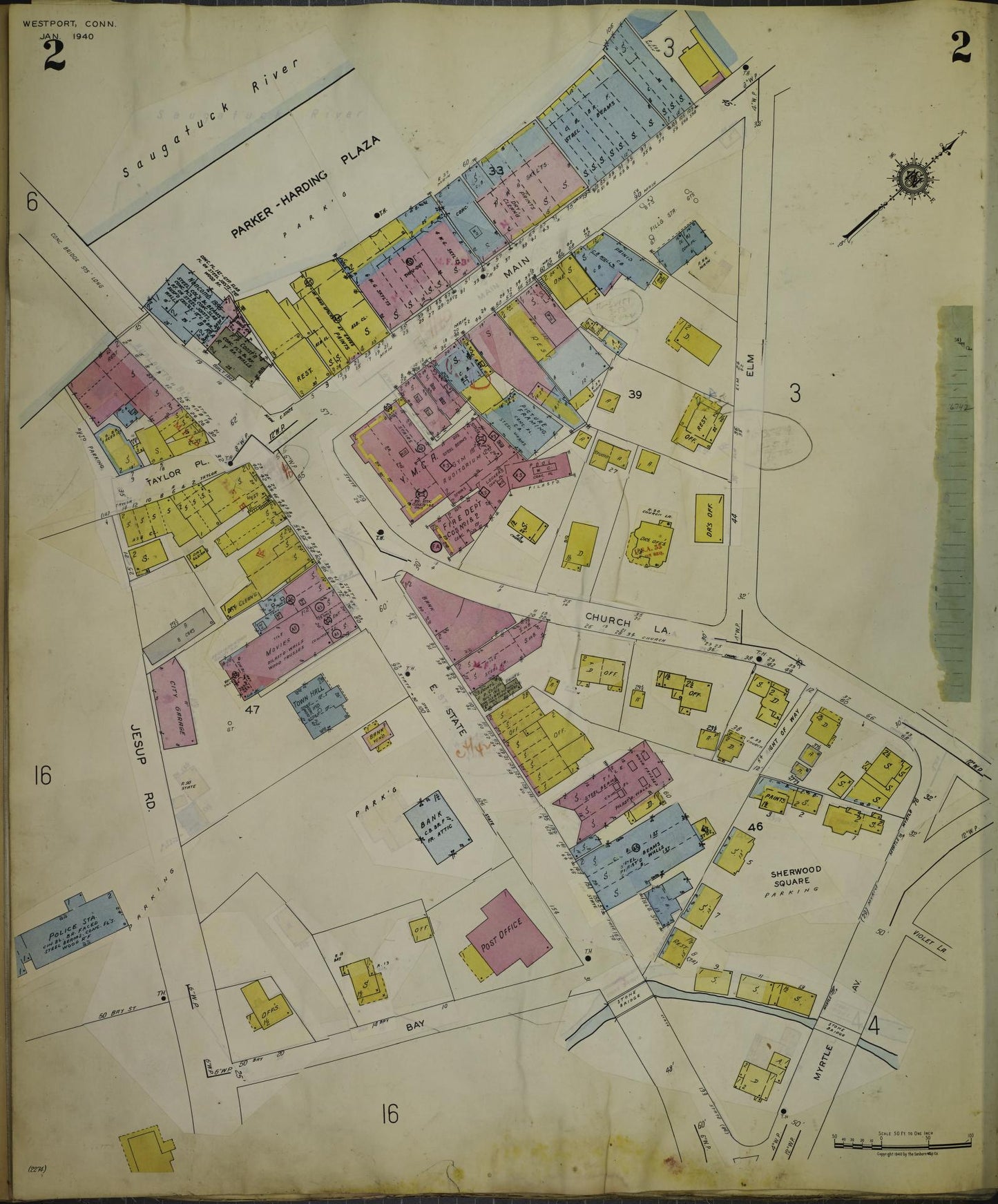Sanborn Fire Insurance Map from Westport, Fairfield County, Connecticut (1962), Sheet #0002 - Complete Map Set gallery image, historic Sanborn map, vintage wall art, Connecticut Connecticut