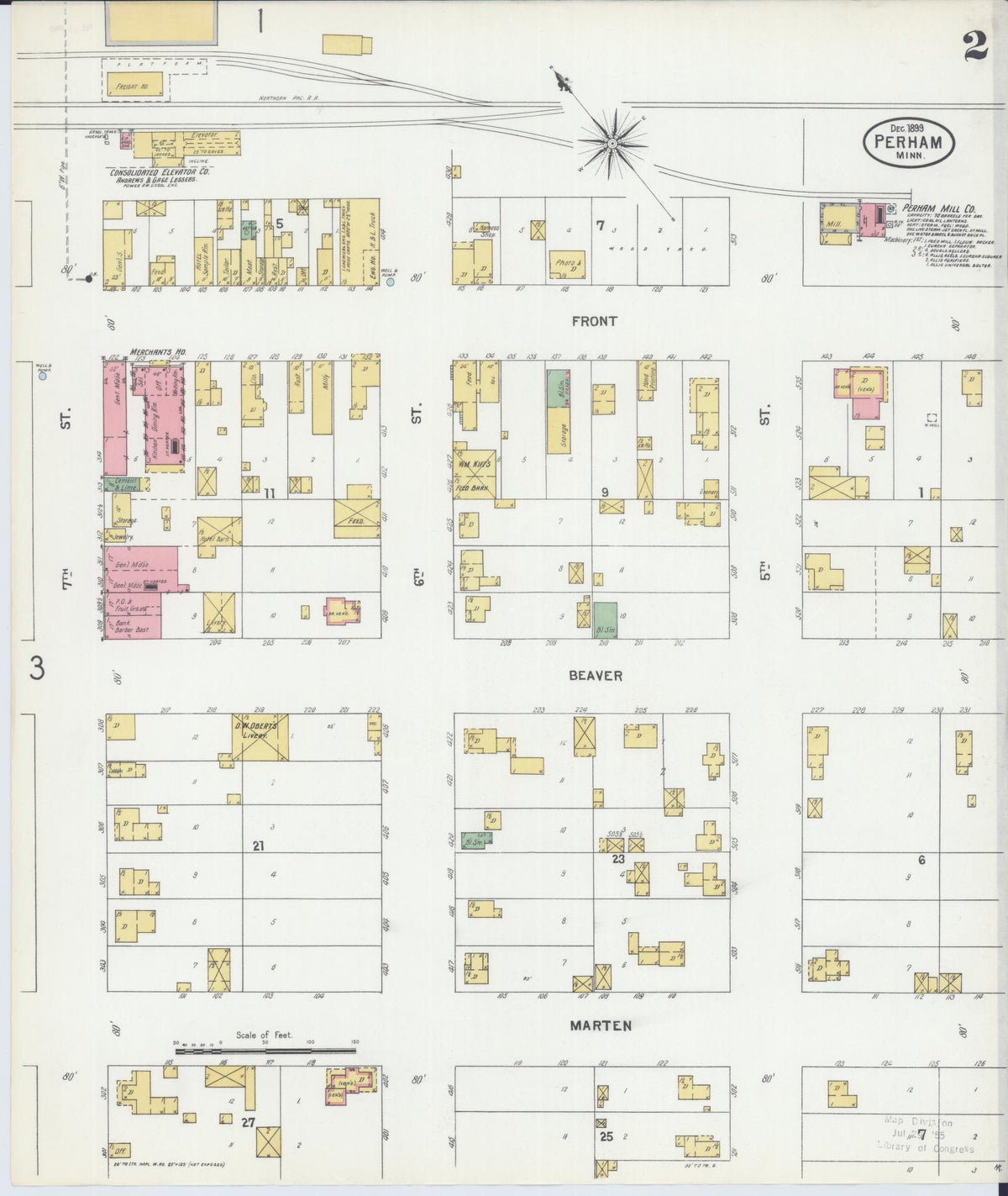 Sanborn Fire Insurance Map from Perham, Otter Tail County, Minnesota (1899), Sheet #0002 - Complete Map Set gallery image, historic Sanborn map, vintage wall art, Minnesota Minnesota
