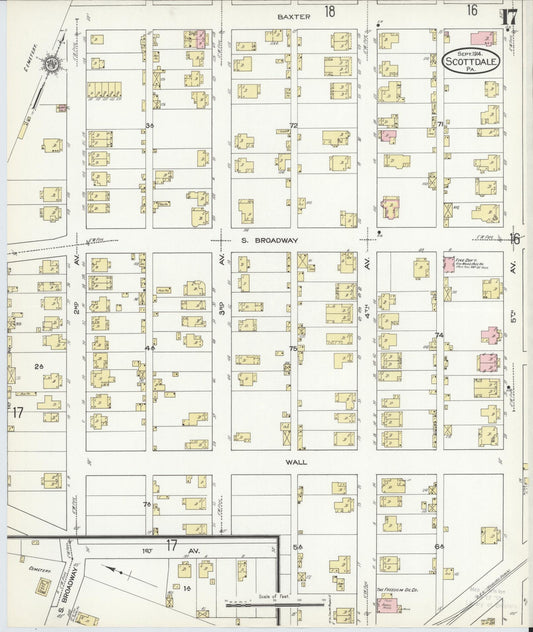 Sanborn Fire Insurance Map from Scottdale, Westmoreland County, Pennsylvania (1914), Sheet #0017 - Historic Sanborn Fire Insurance Map Print, vintage old map wall art, antique decor, genealogy gift, Pennsylvania Pennsylvania map