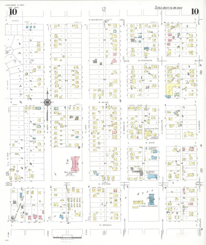 Sanborn Fire Insurance Map from Carlsbad, Eddy County, New Mexico (1943), Sheet #0010 - Complete Map Set gallery image, historic Sanborn map, vintage wall art, New Mexico New Mexico