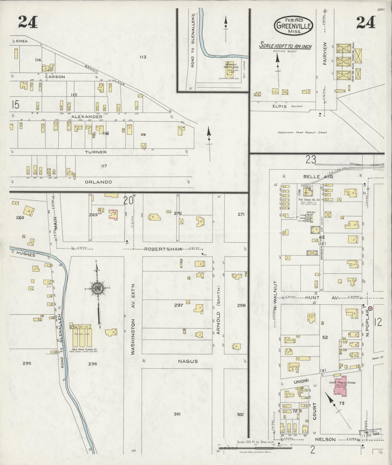 Sanborn Fire Insurance Map from Greenville, Washington County, Mississippi (1925), Sheet #0024 - Historic Sanborn Fire Insurance Map Print, vintage old map wall art, antique decor, genealogy gift, Mississippi Mississippi map